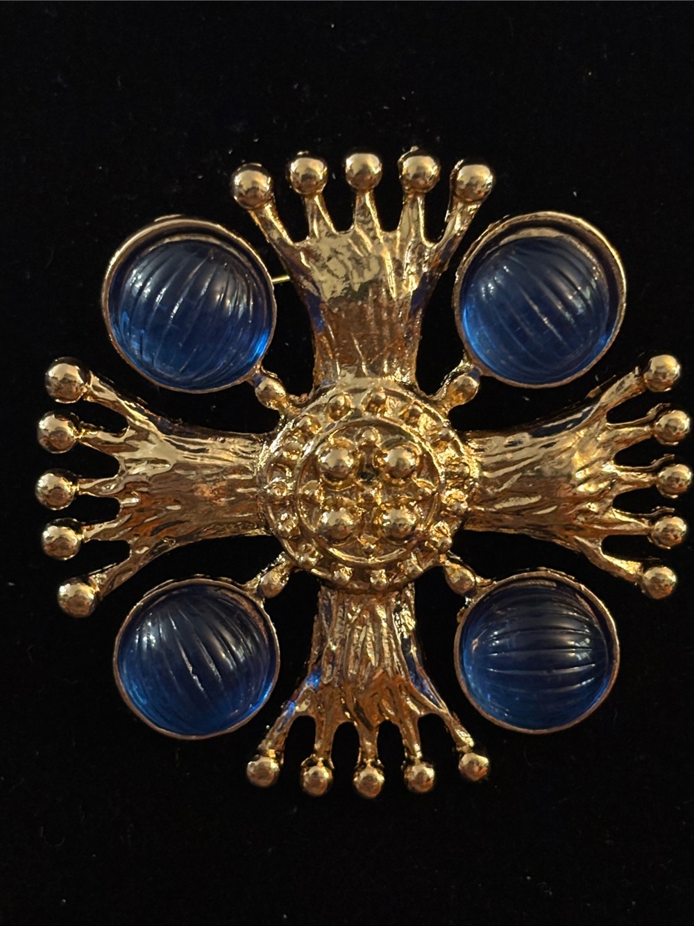 Gold and Blue Statement Brooch